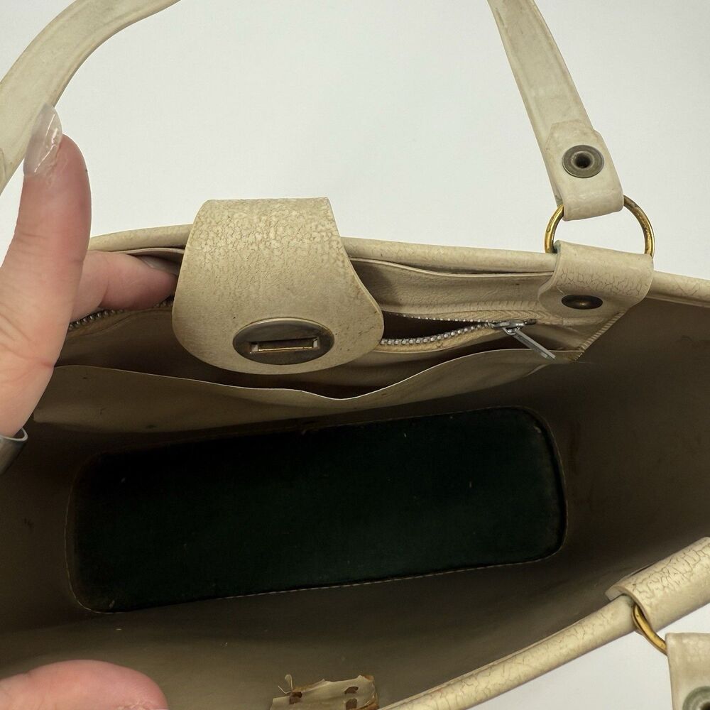 Vintage 60s Jewel Tone Wood Tote Handbag Collins Style Purse Floral Bucket - Picture 10 of 13